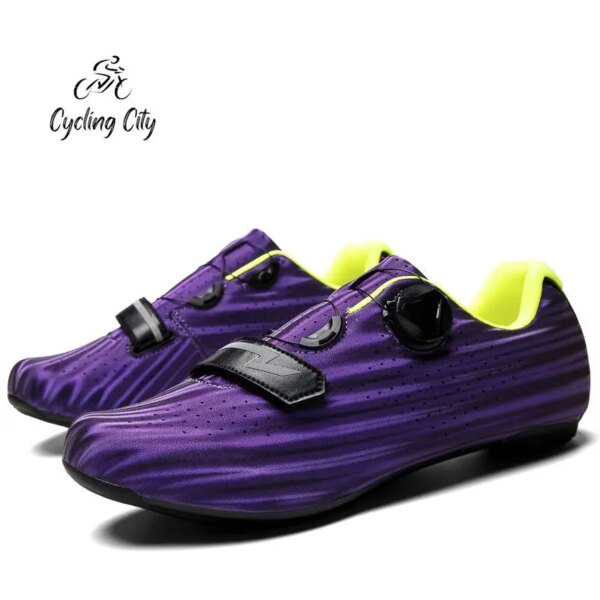 Ciclismo ciudad zapatos de ciclismo con cerradura zapatos de ciclismo zapatos de bloqueo de bicicleta zapatos de ciclismo de carretera para hombres zapatillas coloridas zapatos de ciclismo a rayas