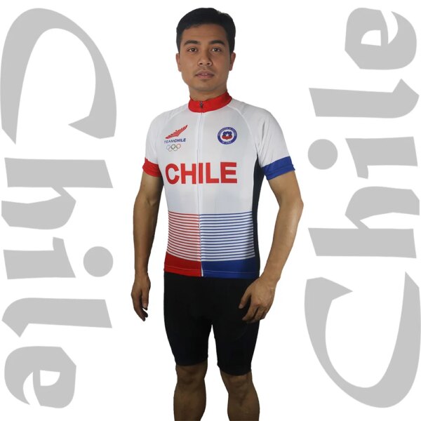 Jersey de ciclismo Chile Pro Team, chaqueta de manga corta con bandera de carretera para bicicleta, camisa para correr al aire libre, ropa para bicicleta, Top con bolsillo para descenso