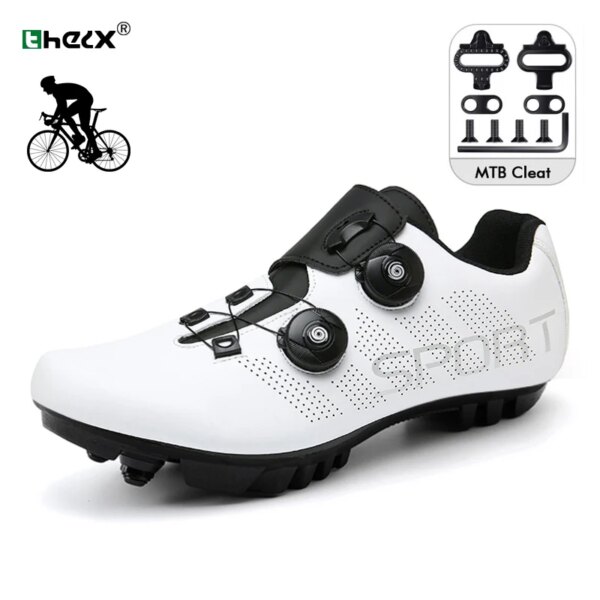 Zapatos de ciclismo MTB para hombre, zapatillas de bicicleta de velocidad, zapatillas planas de carreras para mujer, calzado de Ciclismo de Carretera con tacos compatibles con Shimano SPD/LOOK