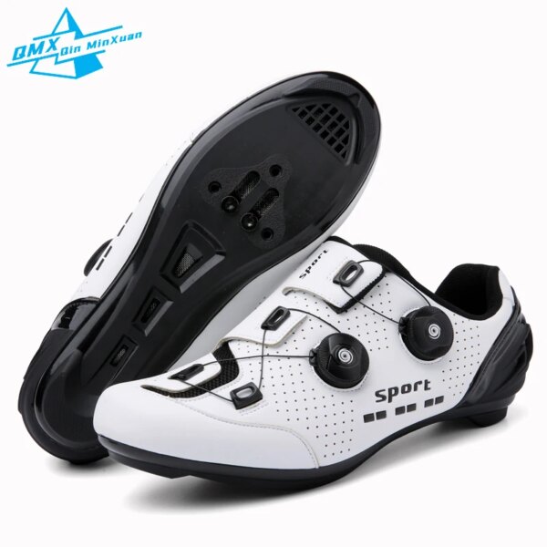 Zapatos de ciclismo para hombre, zapatillas blancas con cierre automático, antideslizantes, para bicicleta de montaña, Sapatilha Mtb, Unisex, 36-47 #