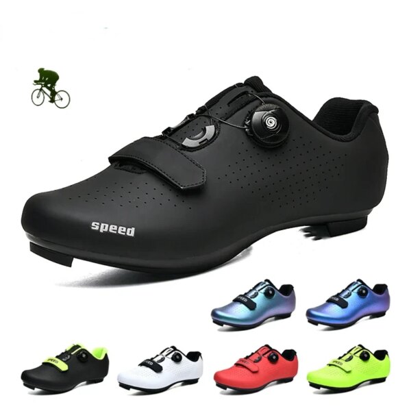 Zapatillas de Ciclismo Mtb con tacos para hombre, zapatos deportivos para bicicleta de velocidad, zapatillas planas de carreras de montaña para mujer, Zapatillas de Ciclismo de Carretera SPD