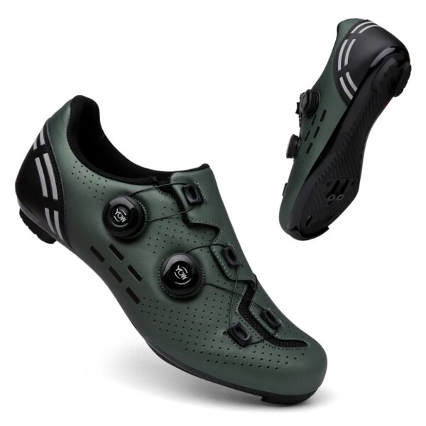 Zapatillas de ciclismo para hombre y mujer, zapatos de MTB con autosujeción, zapatos de nailon todoterreno para ciclismo de carretera, zapatos para bicicleta de montaña con cordones