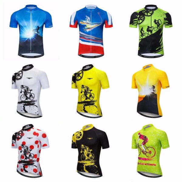 Camiseta de Ciclismo para hombre, camiseta de verano Pro MTB, camisetas de manga corta para equipo, Maillot de Ciclismo, camiseta azul para bicicleta, blanco y rojo