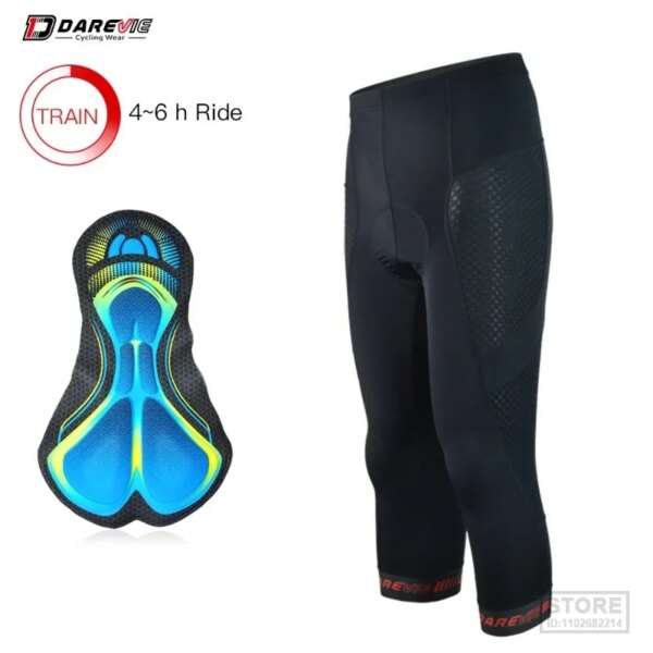 DAREVIE 3/4 pantalones de ciclismo almohadilla de Gel a prueba de golpes 4 horas de montar en bicicleta transpirable de secado rápido para hombre