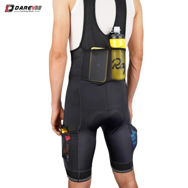 DAREVIE-pantalones cortos con pechera para ciclismo para hombre, con 4 bolsillos, almohadilla fina 3D, banda para pierna de 5 CM, carrera de equipo profesional, alta calidad, 6 horas de paseo