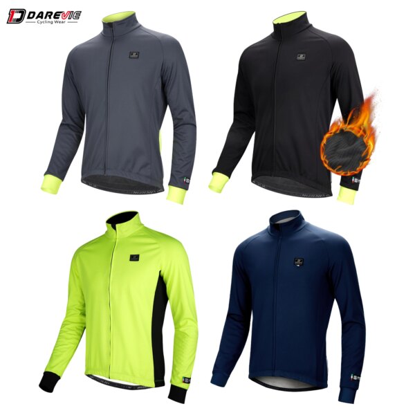 DAREVIE Chaqueta de ciclismo para hombre, chaqueta térmica de lana para ciclismo, para hombre y mujer, cálida, resistente al viento, de 5 a 10 ℃, chaqueta de bicicleta caliente a prueba de viento