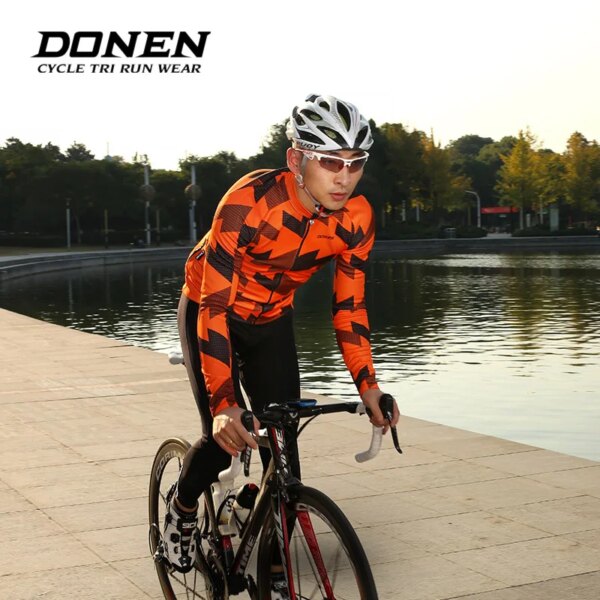 DONEN Otoño Invierno polar cálido manga larga bicicleta ciclismo chaquetas hombre ciclismo jersey chaqueta MTB bicicleta ropa ciclismo