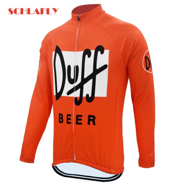 Duff hombres naranja blanco ciclismo jersey manga larga retro bicicleta invierno polar lana y sin forro polar ropa de bicicleta schlafly otoño