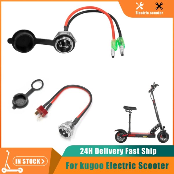 Conector de Enchufe macho de carga para patinete eléctrico, enchufe hembra de 3 pines para cargador de energía KUGOO M4 PRO, enchufe de puerto de carga con cabezal en T