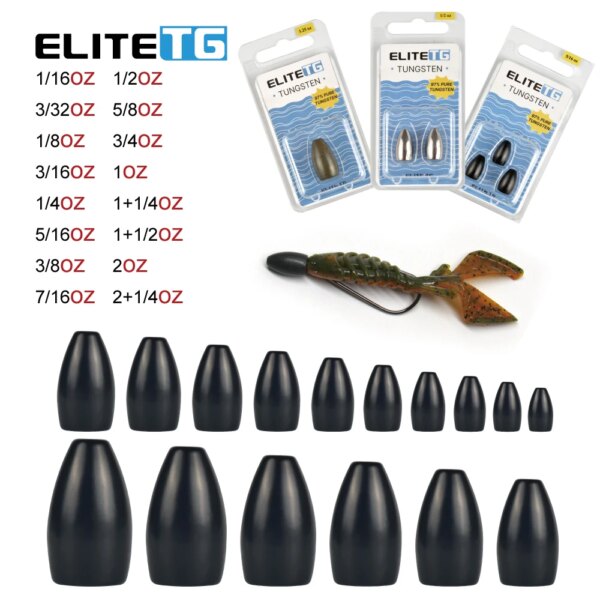 Elite TG tungsteno volteando peso del plomo 1,8g-63g Texas Carolina Rig Bullet Bass pesca plomos accesorios de señuelo con paquete