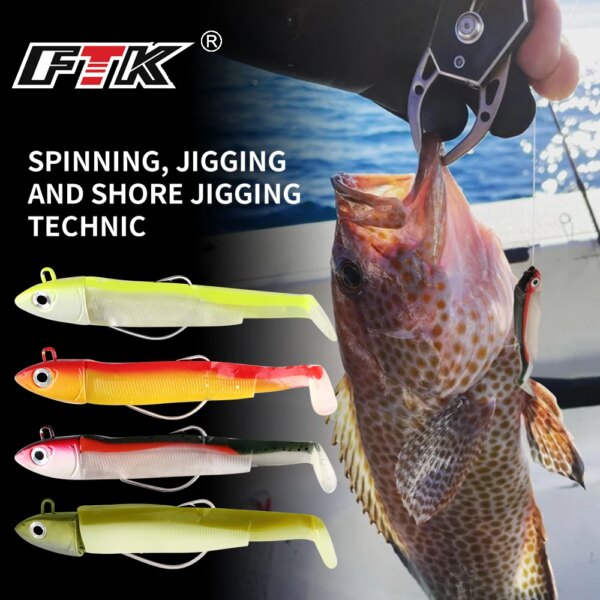 FTK Soft Black Minnow Jig 5G 12G 25G Fishing Lure Silicone Baits Crank Hook Jigging Bass Pike Wobblers Jig Lure en Europa