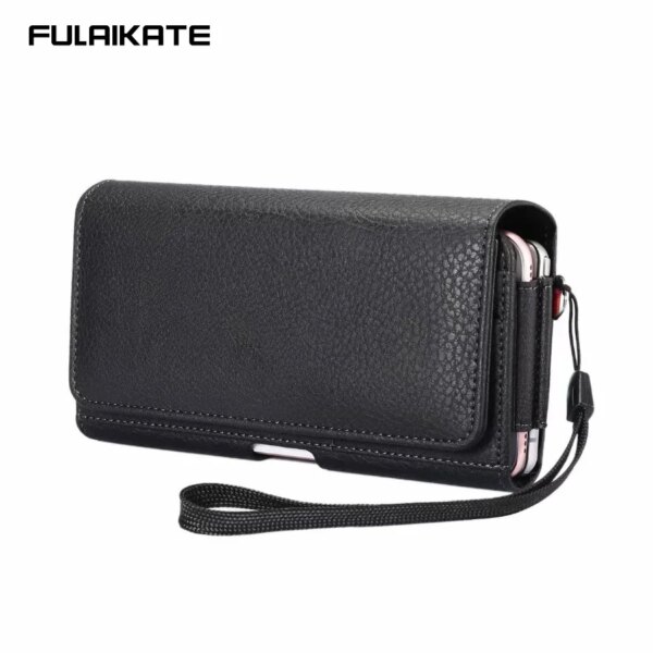 FULAIKATE, diseño de doble compartimento, bolso para teléfono para hombre, bolsa para móvil en la cintura, bolsa para colgar en el cinturón, cordón, bolsillo para tarjeta, funda Universal 6,9