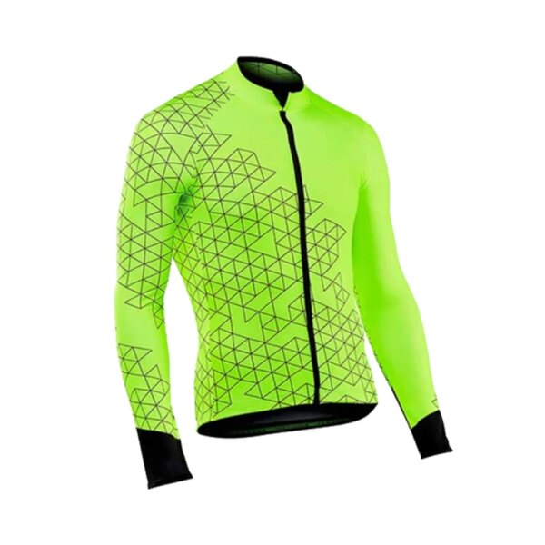 Ropa de bicicleta verde fluorescente para hombre, ropa de carreras de carretera, camisa transpirable para bicicleta de primavera, Jersey de ciclismo de manga larga