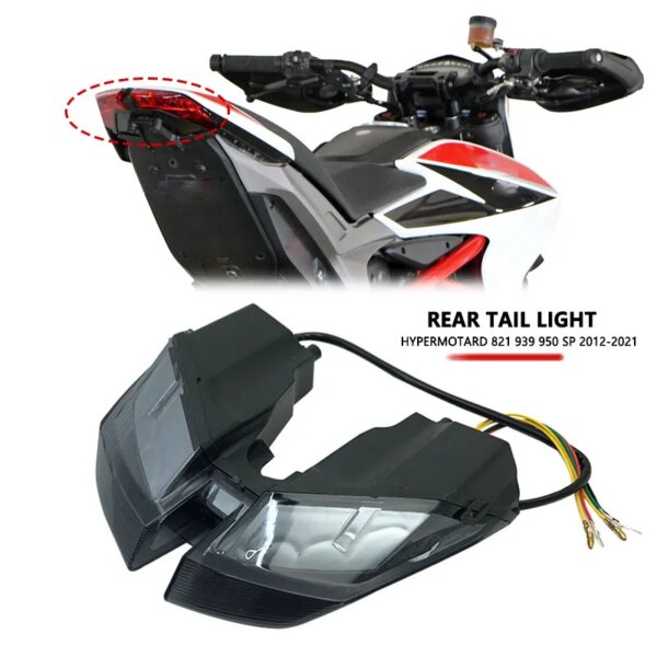 Intermitentes LED para motocicleta DUCATI Hypermotard 821 939 950 SP 2012-2021, luz trasera integrada, luz trasera de freno