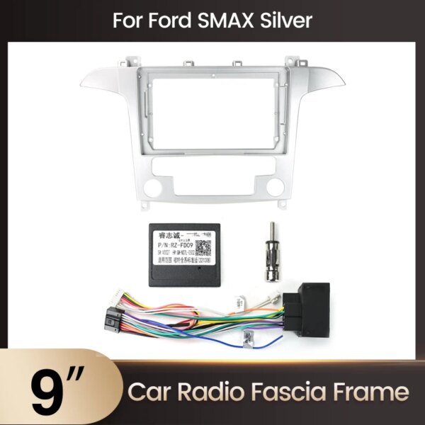 Para Ford SMAX Silver 2006 - 2015 9 pulgadas Radio de coche Android estéreo reproductor MP5 marco de carcasa 2 unidad principal Din Fascia cubierta de tablero