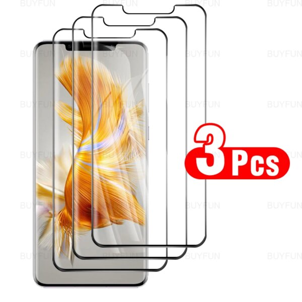 Para Huawei Mate 50 Pro 3 uds 9D película protectora de vidrio curvada con borde negro para Huawei Mate 50 50e 50Pro Protector de pantalla de cubierta completa