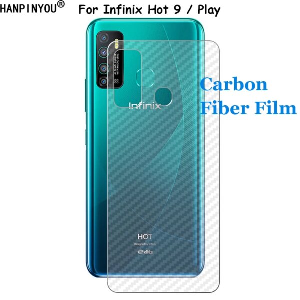 Para Infinix Hot 9 Hot9 / Play 3D Protector de pantalla adhesivo de película trasera de fibra de carbono transparente (vidrio no templado)