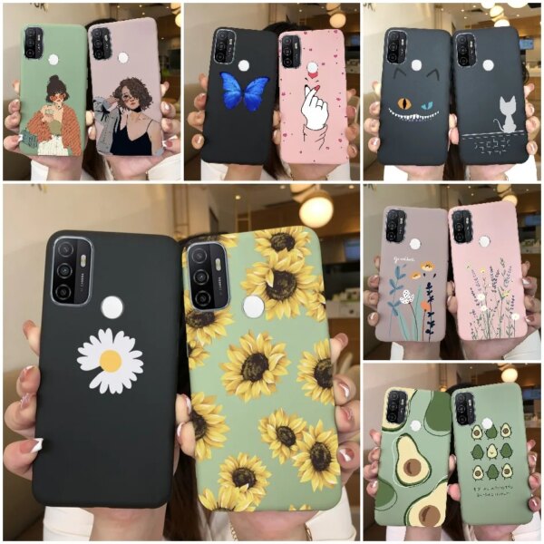 Para OPPO A53S 2020 funda de dibujos animados Coque corazón pintado silicona funda trasera del teléfono para oppo a53s A 53s A53 s oppoa53 2020 funda