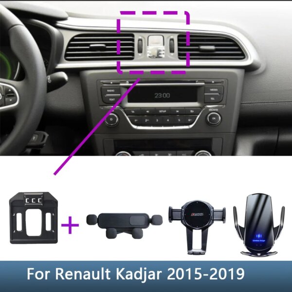 Para Renault Kadjar 2015 2016 2017 2018 2019 soporte de teléfono para coche Base de soporte fijo especial accesorios interiores de carga inalámbrica