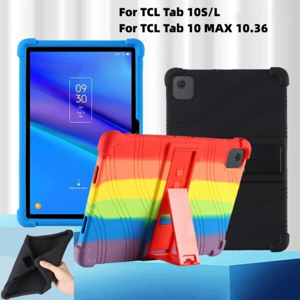 Para TCL Tab 8 LE 9137W Tab 10S 9081X 10L 10 5G 9183G funda con soporte a prueba de golpes 10,1 pulgadas Tab 10 MAX 10,36 funda de silicona para tableta