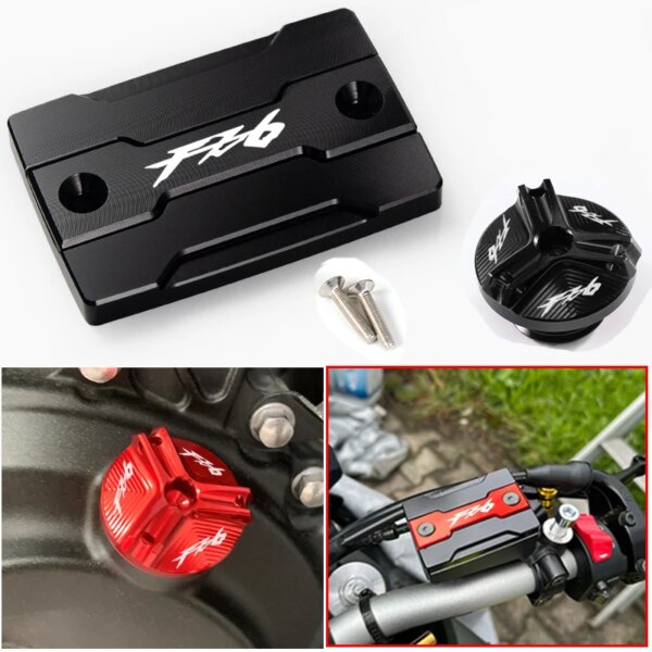 Para Yamaha FZ6 FZ-6 ZF6N FZ6R FZ6S FAZER tapa de tanque de líquido de frenos delantero de motocicleta y accesorios de protección de tapa de llenado de motor