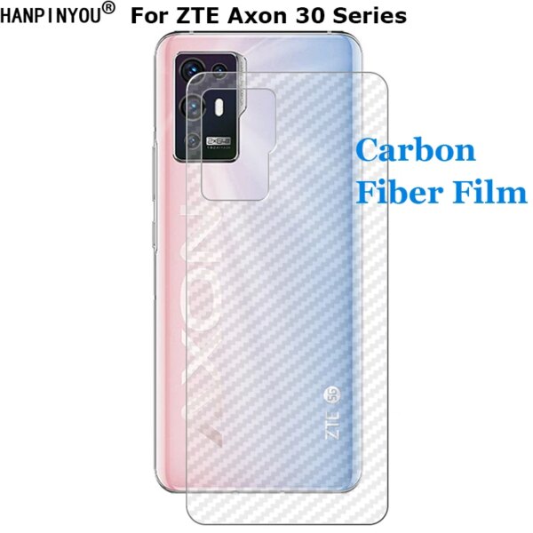 Para ZTE Axon 30 Pro Plus Ultra 5G 3D Protector de pantalla adhesivo de película trasera de fibra de carbono transparente (vidrio no templado)