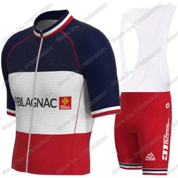 Campeón de Francia 2023 GSC Blagnac Vélo Sport 31 Conjunto de Jersey de ciclismo para hombre Ropa de ciclismo Verano Camisa de bicicleta de carretera Traje Pantalones de bicicleta