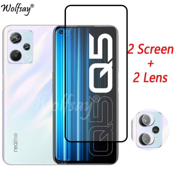 Cubierta completa templada de vidrio para Oppo Realme Q5, Protector de pantalla para Realme Q5 Q5i Q3 Q3i Q3S 5G, cristal para cámara Realme Q5