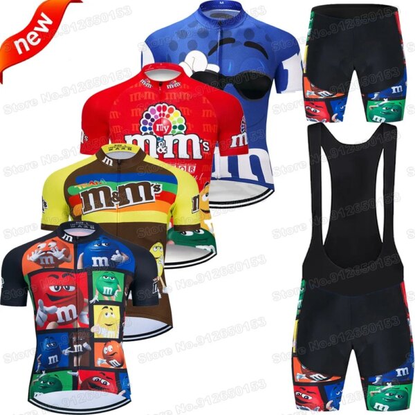 Conjunto de Jersey de ciclismo con dibujos divertidos para hombre y mujer, ropa de ciclismo con frijol de Chocolate, camisetas para bicicleta de carretera, traje, pantalones para bicicleta de montaña, Maillot 2023