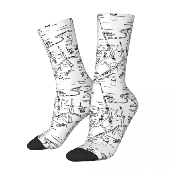 Calcetines divertidos para ciclismo, turismo, ciclocross, fútbol, ​​bicicleta, paseo en bicicleta, calcetines de tubo medio para mujeres y hombres, absorbentes del sudor