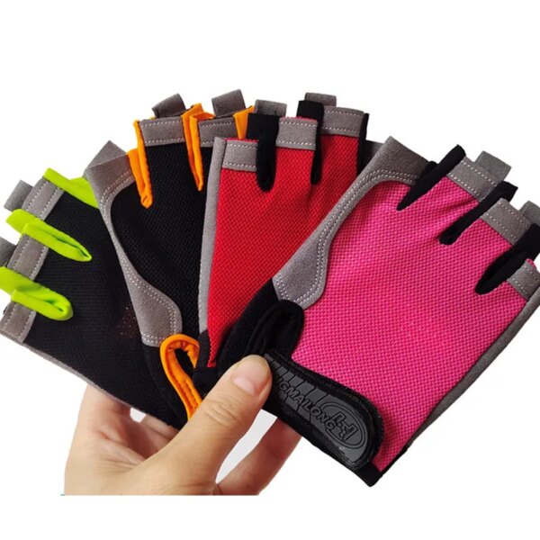 Guantes de ciclismo de medio dedo para niños, antideslizantes, transpirables, para verano, guantes para bicicleta, deportes sin dedos, guantes de entrenamiento de gimnasia para bicicleta