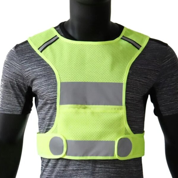 Ropa deportiva de alta visibilidad, chaleco reflectante transpirable para correr y ciclismo, chaleco reflectante para exteriores con bolsillos con cremallera, voluntario