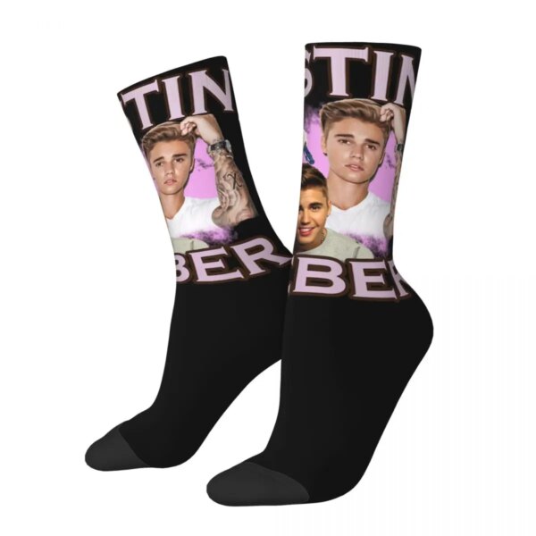 Calcetines de Hip Hop para mujer, color rosa, Justin Bieber, accesorios para mi novio, bonitos calcetines de alta calidad para todas las estaciones