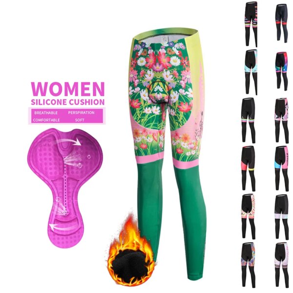 Pantalones térmicos de lana para ciclismo para mujer, medias de invierno, pantalones para bicicleta de montaña, pantalones para bicicleta, pantalones deportivos para ciclismo