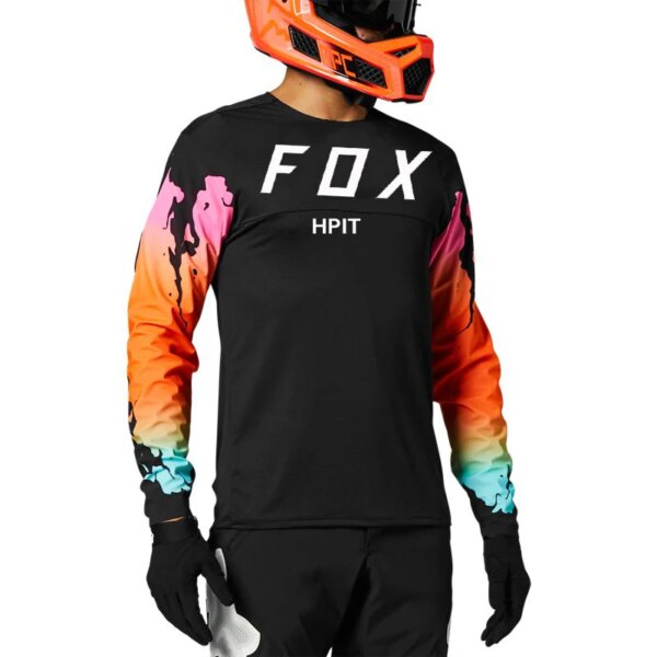 Hpit Fox-Camiseta negra para ciclismo de Motocross, camiseta de manga larga para carreras todoterreno, ATV, MTB DH, novedad de 2021