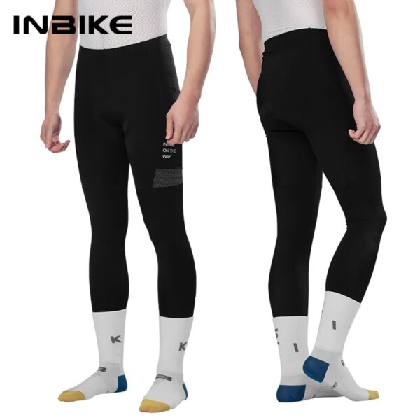 INBIKE-pantalones de ciclismo MTB para hombre, mallas largas acolchadas con bolsillos laterales, mallas para ciclismo, pantalones para montar en bicicleta al aire libre, primavera, primavera