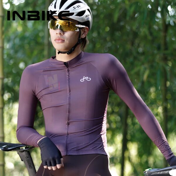 INBIKE-Camiseta de ciclismo para hombre, ropa de ciclismo de manga larga, camisetas superiores de montaña MTB, camiseta de bicicleta de carretera con bolsillo trasero