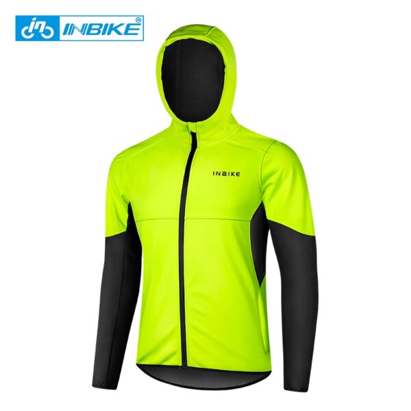 INBIKE-Chaqueta de ciclismo para hombre, ropa cortavientos de lana cálida para montar en bicicleta con capucha, ropa de senderismo al aire libre a prueba de viento para hombre