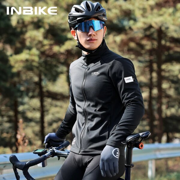 INBIKE, chaquetas de ciclismo de invierno para hombre, ropa térmica Softshell a prueba de viento para bicicleta para hombre, cortavientos cálido de lana para bicicleta de carretera
