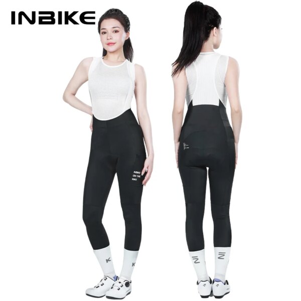 INBIKE-pantalones con tirantes de ciclismo para mujer, medias acolchadas para ciclismo, mallas con bolsillos, accesorios para pantalones de ciclismo de montaña MTB