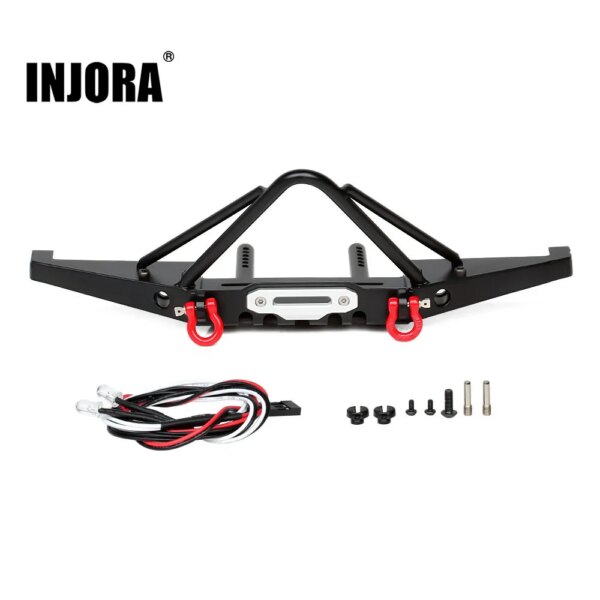 INJORA parachoques delantero de Metal para 1/10 coche trepador de control remoto Axial SCX10 y SCX10 II 90046 90047