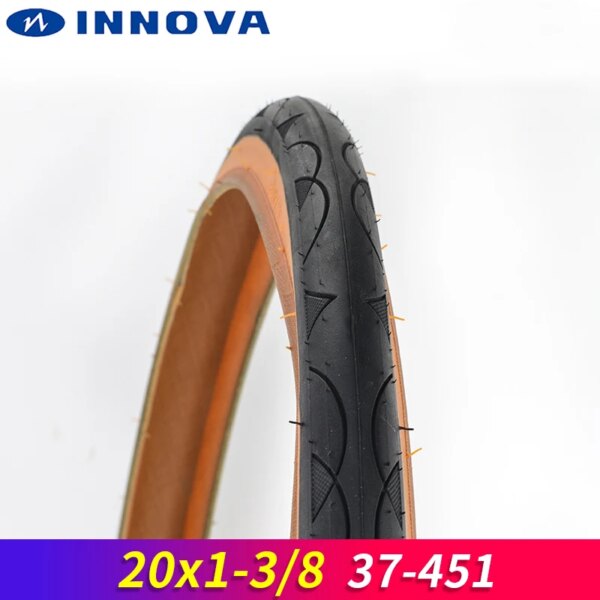 INNOVA 20 pulgadas 37-451 neumático de bicicleta rueda pequeña 20x1 3/8 neumático de bicicleta borde marrón 50-85PSI 310 g/pc neumático de bicicleta plegable