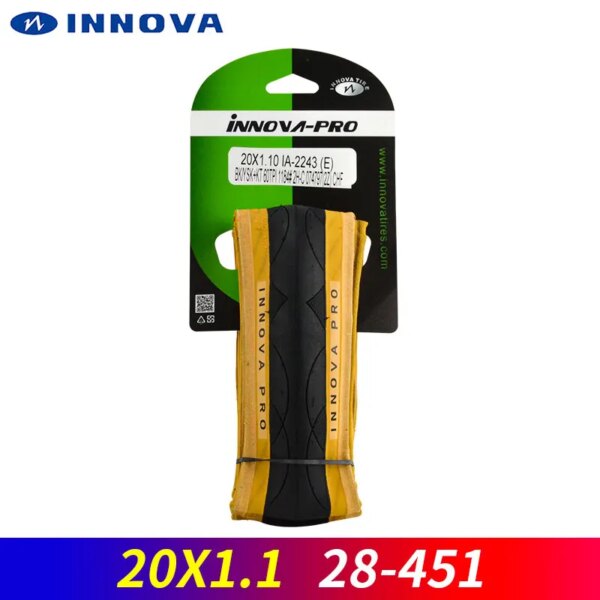 INNOVA 20x1,10 28-451 neumático de bicicleta 20 pulgadas 451 rueda pequeña neumático de bicicleta Retro marrón amarillo flanco neumático de bicicleta plegable IA-2243