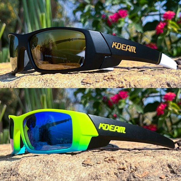 KDEAM marca diseño deportes ciclismo gafas de sol polarizadas hombres lentes espejados moda mujer sombras gafas de sol de pesca UV400 gafas