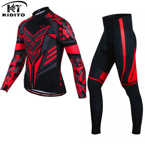 Kiditokt-ropa de ciclismo para hombre, chaqueta para montar en bicicleta de montaña, traje de manga larga, protector solar, camisetas con cinturón antideslizante, primavera y otoño