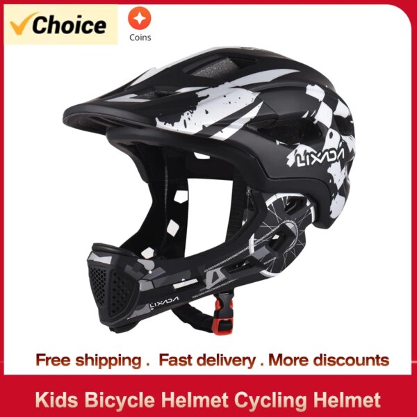 Casco de ciclismo para niños, máscara completa desmontable, casco de ciclismo ajustable, casco de bicicleta para niños, accesorios de ciclismo