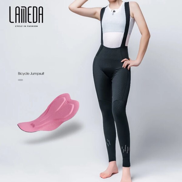 LAMEDA pantalones con tirantes de ciclismo para mujer, pantalones largos con tirantes profesionales para primavera, verano y otoño, pantalones suaves de alta elasticidad para bicicleta de carretera MTB