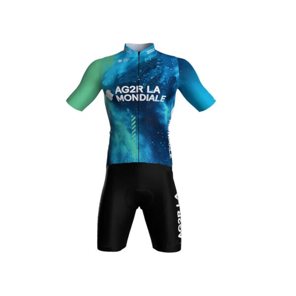 Skinsuit con corte láser 2024 AG2R equipo nuevo mono corto Ciclismo Jersey bicicleta Ropa Maillot Ropa Ciclismo