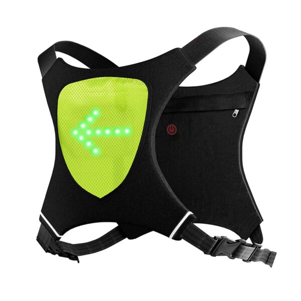 Chaleco de ciclismo inalámbrico LED para hombre, bolsa de bicicleta, chaleco con luz LED de intermitente de seguridad, chalecos reflectantes de advertencia con Control remoto