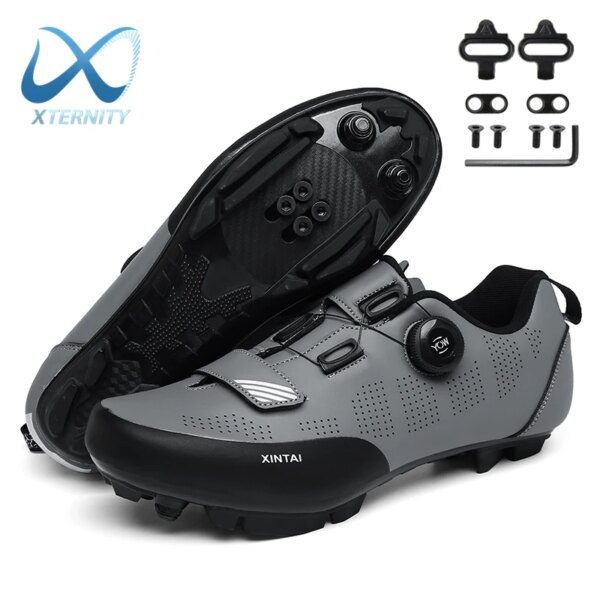 Zapatos de ciclismo ligeros y transpirables para hombre, zapatillas planas con tacos para MTB, zapatillas de bicicleta de montaña con autosujeción, zapatos de bicicleta de carretera de carreras SPD